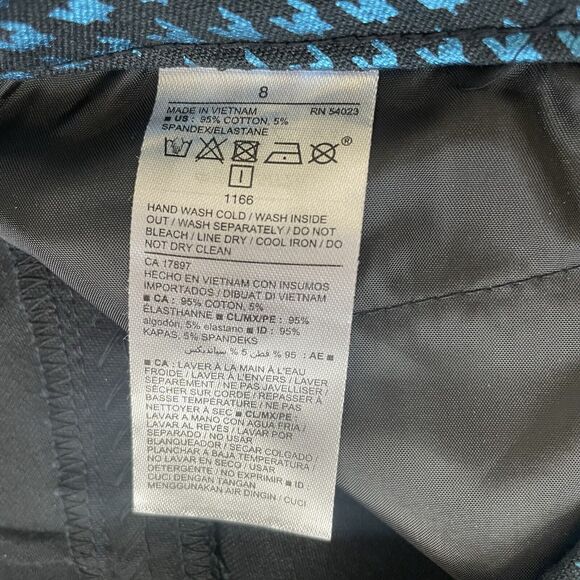 Old Navy Pants Womens 8 Black Metallic Blue Houndstooth Pixie Stretch Shimmer - Picture 6 of 12